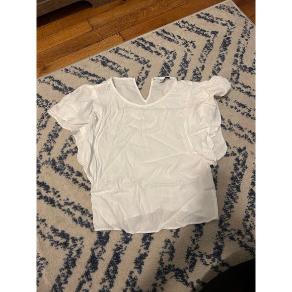 & OTHER STORIES Los Angeles Atelier White Flutter Sleeve Blouse - Picture 4 of 7